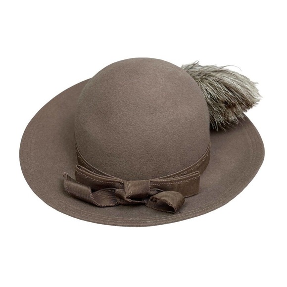 Geo W. Bollman & Co Ms. Jo Ann Wool Felt Hat‎ Women Size 20.5 in Feathered Jewel - Picture 2 of 6
